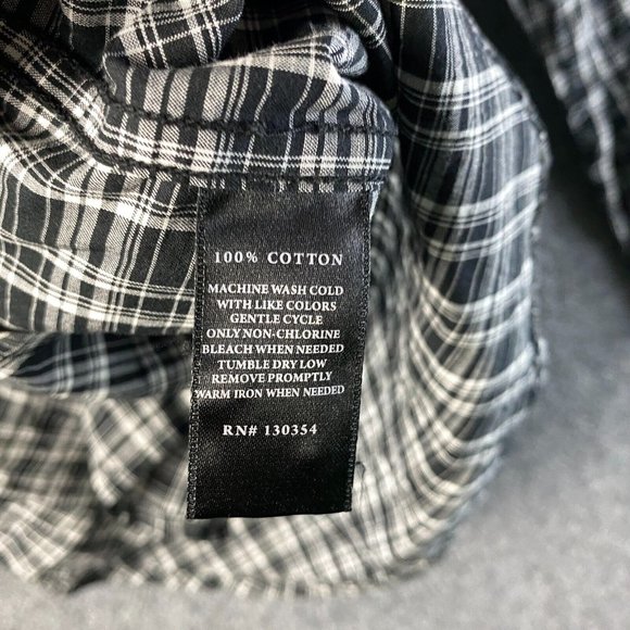 Sons of Intrigue Long Sleeve Button Up Shirt Large Men's Plaid Black 100% Cotton - Picture 4 of 9